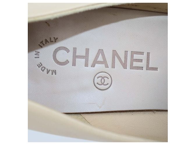 Chanel Beige,Black Leather Platform Cap Toe Pumps - view 6