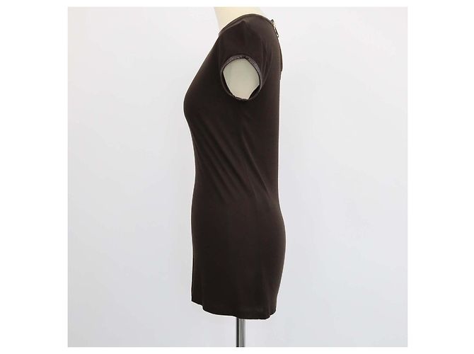 Top senza maniche con zip Givenchy in viscosa e pelle marrone - vista 2