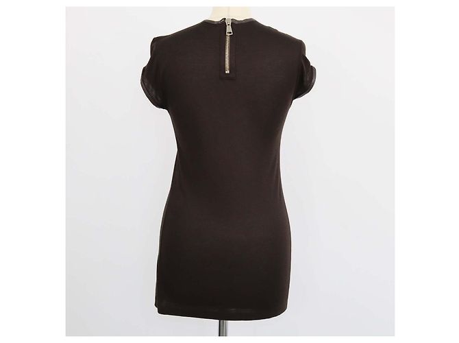 Top senza maniche con zip Givenchy in viscosa e pelle marrone - vista 3
