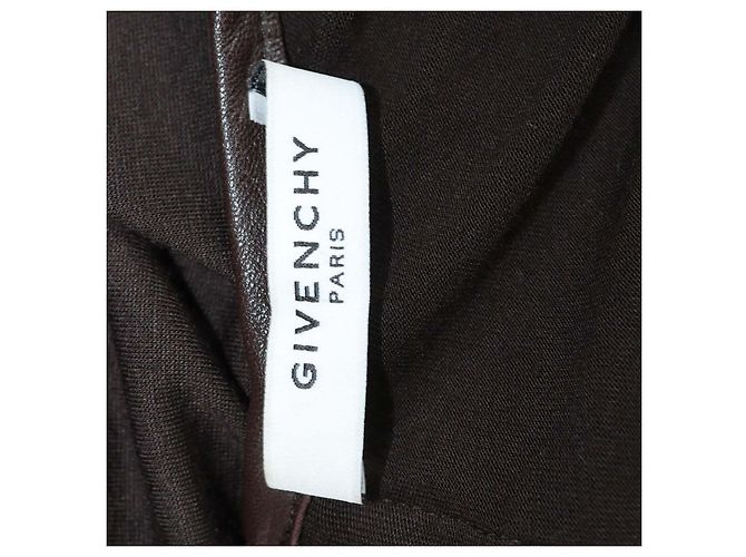 Top senza maniche con zip Givenchy in viscosa e pelle marrone - vista 5