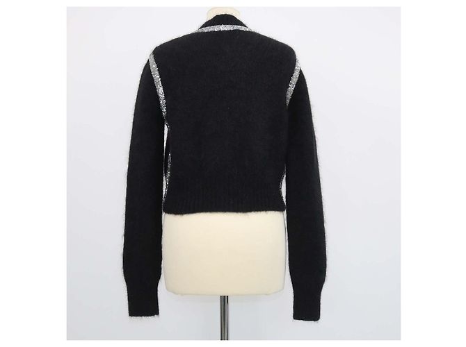 Autre Marque Class Roberto Cavalli Pullover aus schwarzer Mohairwolle und Pailletten - Ansicht 3
