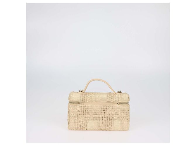Beauty case Slim Vanity Case in rafia beige Chanel con catena - vista 3