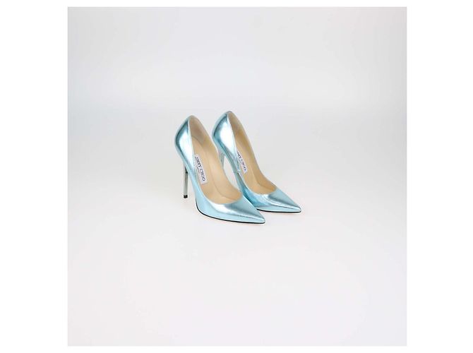 Décolleté a punta in pelle testurizzata blu metallizzato Jimmy Choo - vista 2