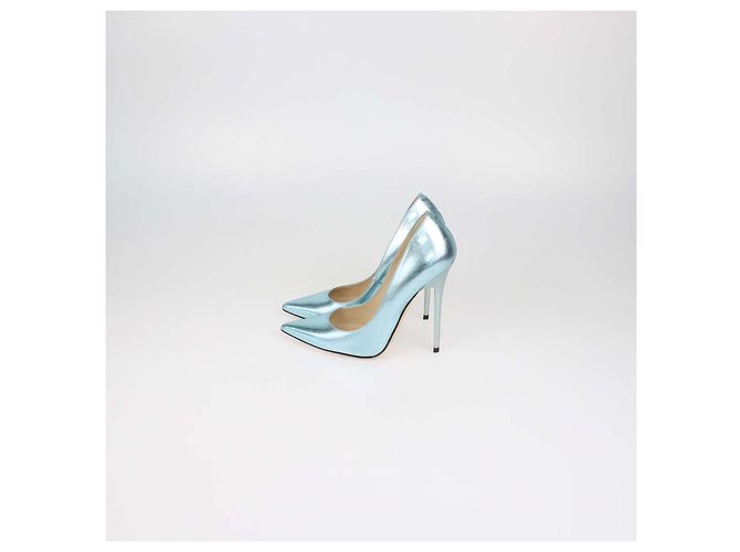 Décolleté a punta in pelle testurizzata blu metallizzato Jimmy Choo - vista 4