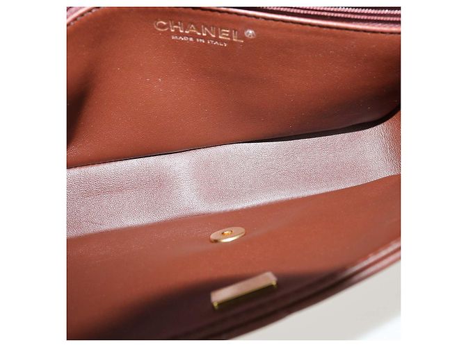 Bolsa de aba média Chanel em couro acolchoado e pele de carneiro bege e castanho - vista 6