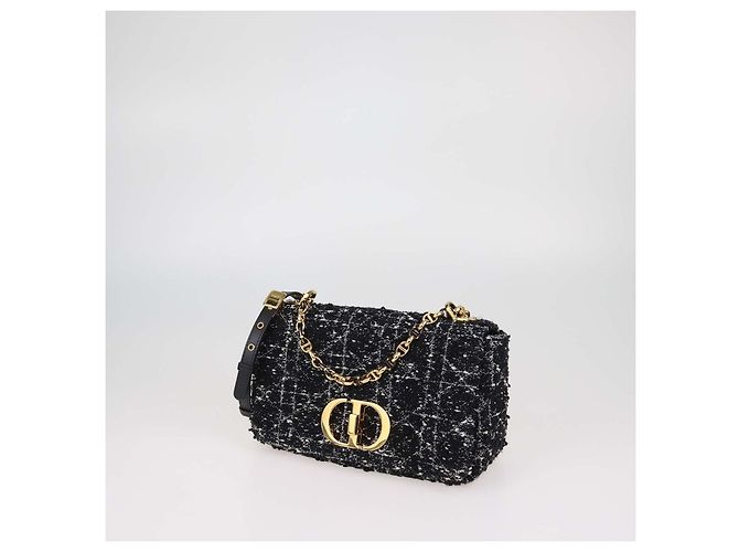 Borsa a spalla media Caro in tweed Macrocannage nero e bianco Christian Dior - vista 2