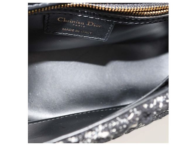 Borsa a spalla media Caro in tweed Macrocannage nero e bianco Christian Dior - vista 6