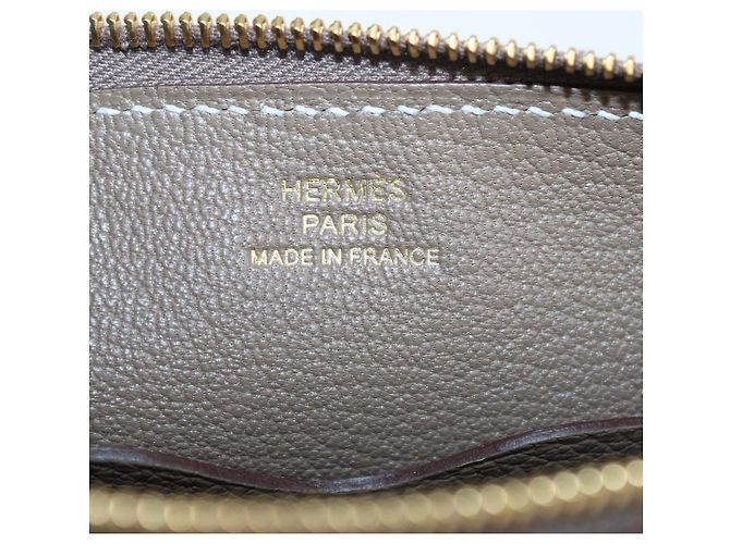 Hermès Hermes Etoupe Evercolor Leather Zipengo Chaine d'Ancre To Go Pouch - vista 5