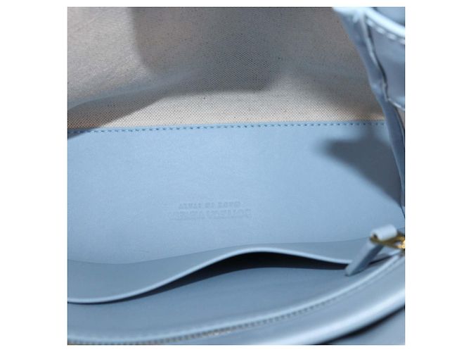 Bottega Veneta Light Blue, Natural Raffia and Leather Small Andiamo Tote - vista 6