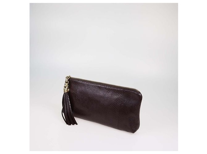 Clutch Gucci Sienna de piel de serpiente marrón con borlas - vista 2