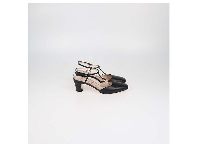 Sandali T-Strap Double G in pelle nera Gucci - vista 3