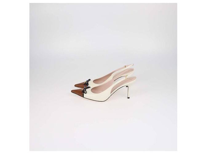 Décolleté Slingback Bepointy in pelle Avorio e Marrone Valentino - vista 4