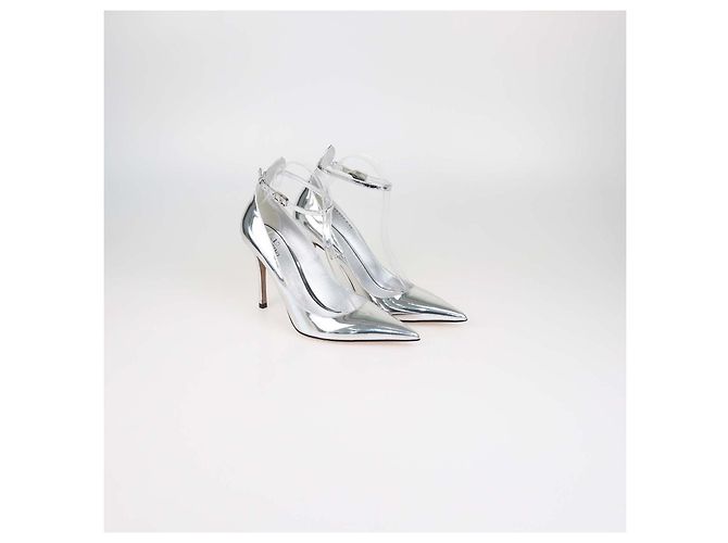 Valentino Silver Leather Tan-Go Ankle Strap Pumps - view 2