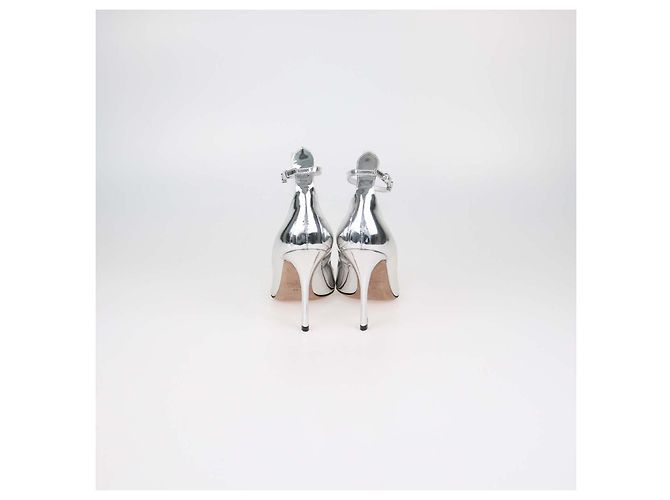 Valentino Silver Leather Tan-Go Ankle Strap Pumps - view 5