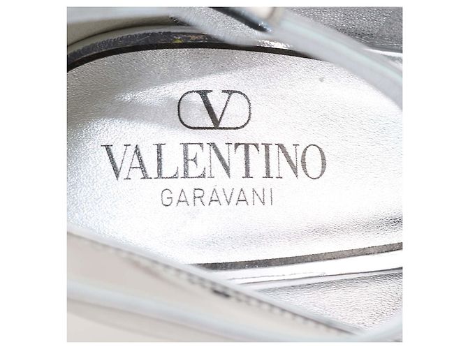 Valentino Silver Leather Tan-Go Ankle Strap Pumps - view 6