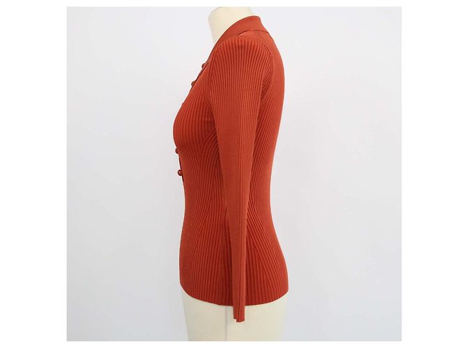 Zimmermann Polo de manga comprida em malha de viscose blend Brick Orange - vista 2