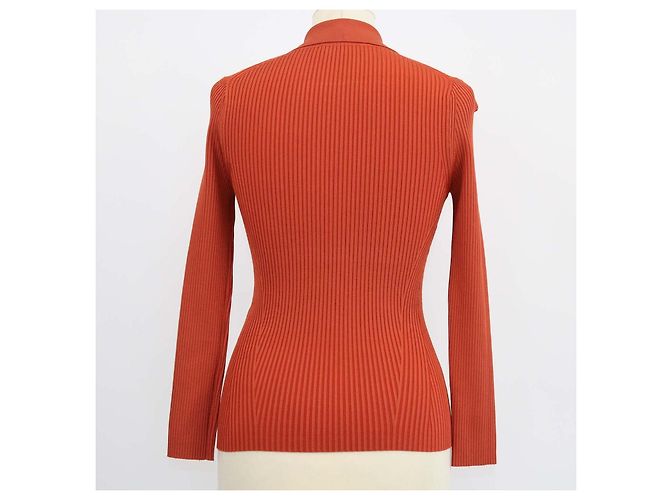 Zimmermann Polo de manga comprida em malha de viscose blend Brick Orange - vista 3