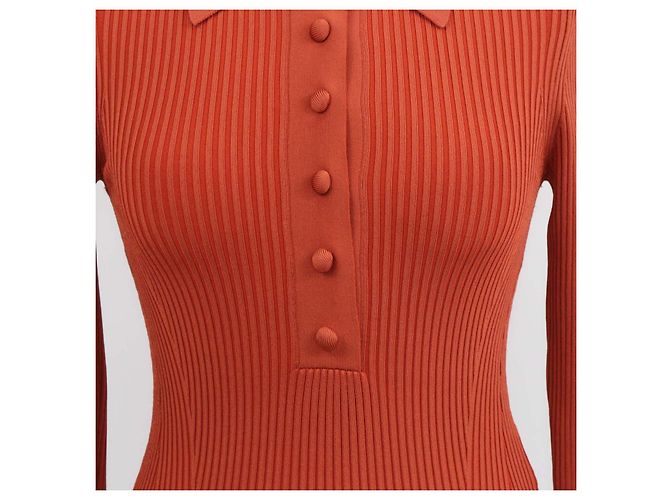 Zimmermann Polo de manga comprida em malha de viscose blend Brick Orange - vista 4
