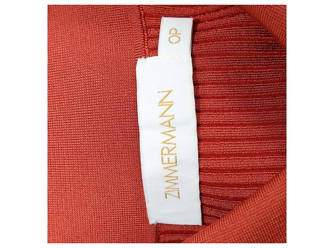 Zimmermann Polo de manga comprida em malha de viscose blend Brick Orange - vista 5
