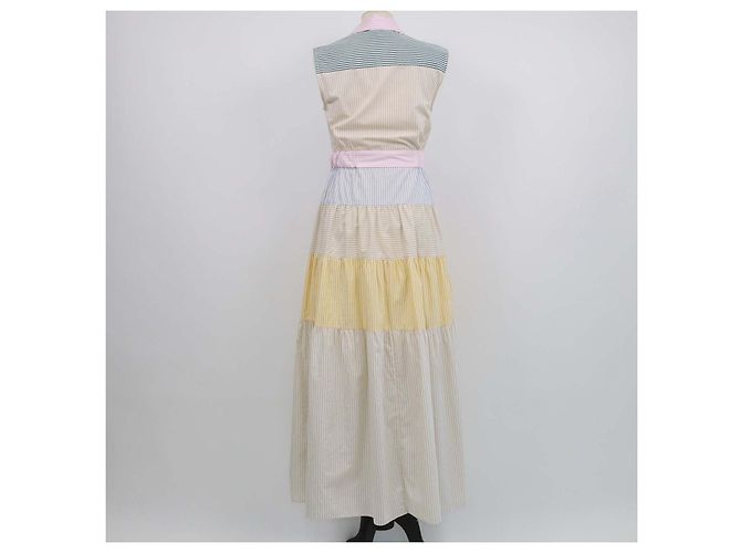 Abito camicia maxi a balze in popeline di cotone a righe multicolore Sandro - vista 3