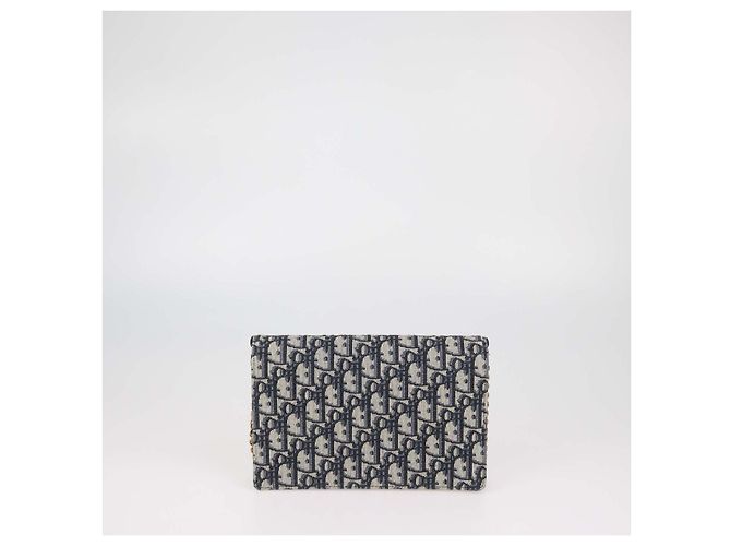 Pouch a catena Saddle in tela Oblique blu navy Christian Dior - vista 3