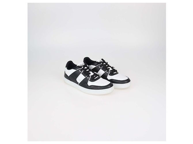 Céline Celine Baskets Basses CT-04 en Cuir Noir et Blanc - vue 2