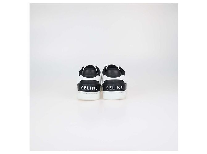 Céline Celine Baskets Basses CT-04 en Cuir Noir et Blanc - vue 5