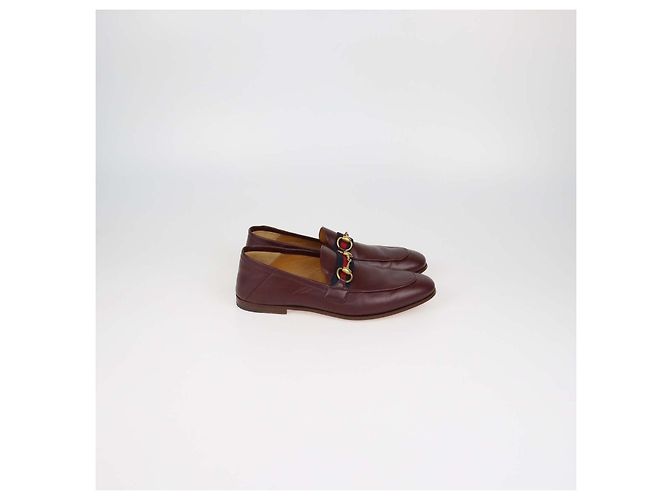 Mocassini Gucci in pelle bordeaux con Web e Horsebit - vista 3