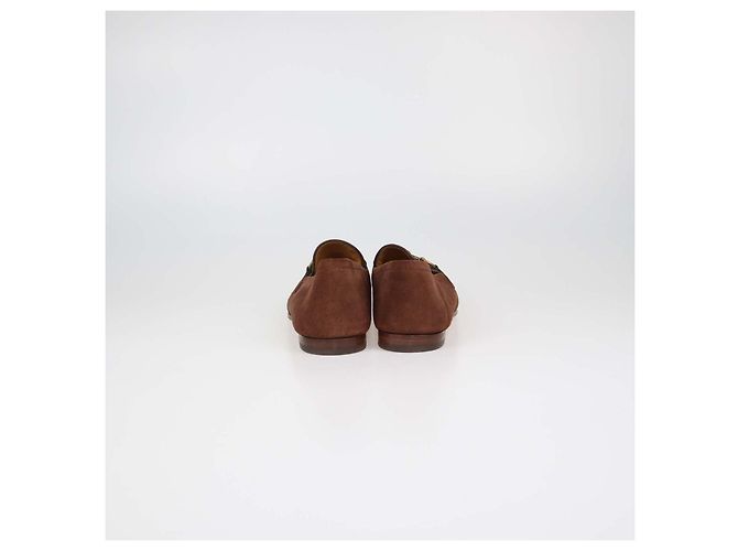 Mocassini Gucci Brown Suede Web Horsebit - vista 5