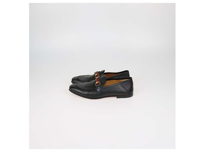 Mocassini Gucci in pelle nera con morsetto Horsebit e fascia Web - vista 4