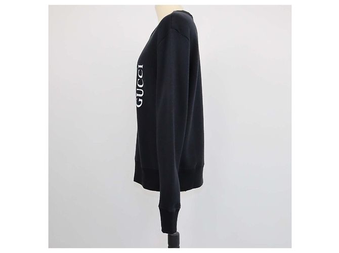 Gucci Sweatshirt aus schwarzer Baumwolle mit Logo-Print und Distressed-Effekt - Ansicht 2