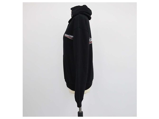 Sudadera con capucha Balenciaga de algodón negro con estampado de logo - vista 2