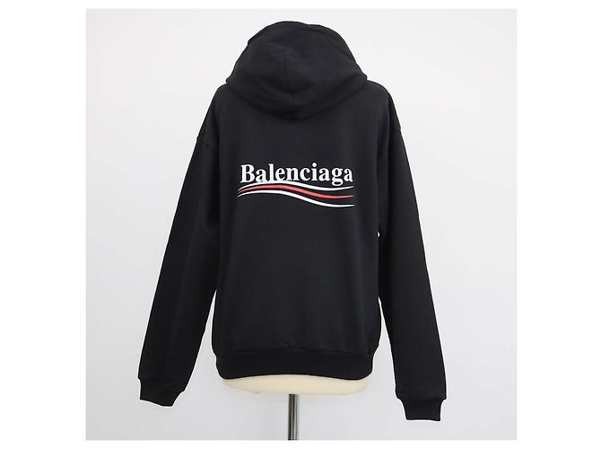 Sudadera con capucha Balenciaga de algodón negro con estampado de logo - vista 3