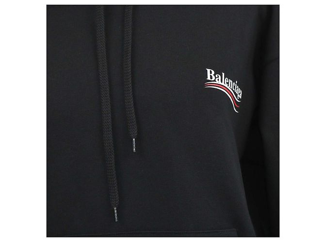 Sudadera con capucha Balenciaga de algodón negro con estampado de logo - vista 4
