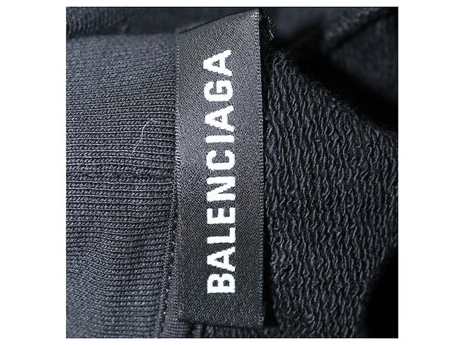 Sudadera con capucha Balenciaga de algodón negro con estampado de logo - vista 5