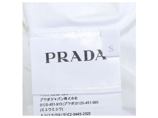 T-shirt in jersey di cotone bianco con girocollo Prada - vista 5