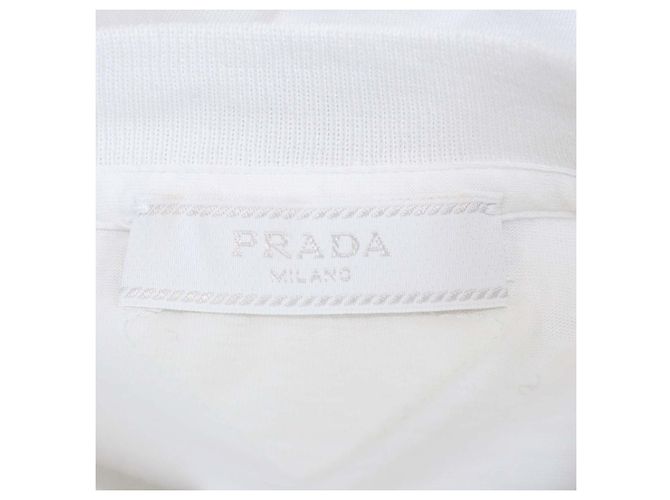 T-shirt in jersey di cotone bianco con girocollo Prada - vista 7