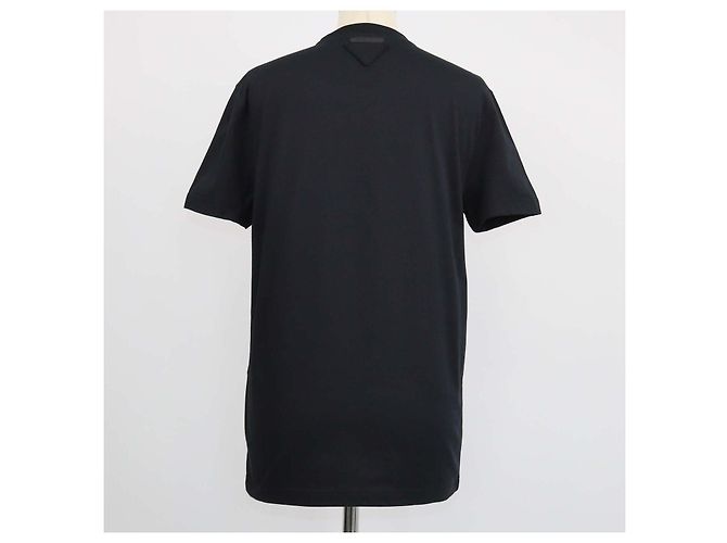 T-shirt in jersey di cotone nero con girocollo Prada - vista 3