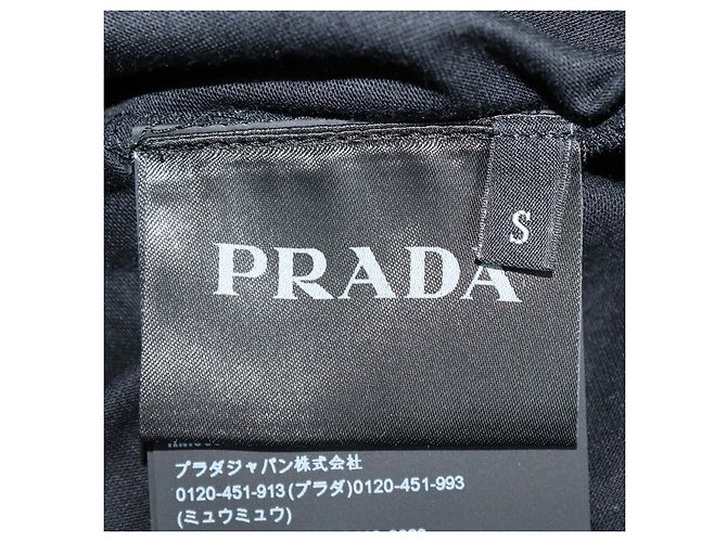 T-shirt in jersey di cotone nero con girocollo Prada - vista 6
