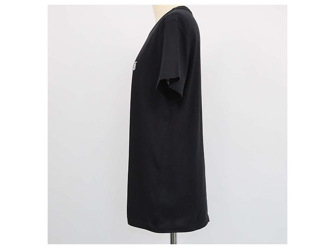T-shirt in cotone nero Burberry con ricamo TB e girocollo - vista 2