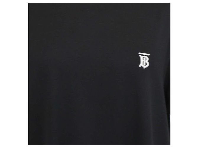 T-shirt in cotone nero Burberry con ricamo TB e girocollo - vista 4