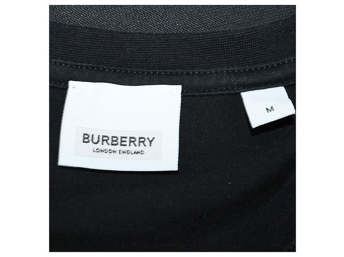 T-shirt in cotone nero Burberry con ricamo TB e girocollo - vista 5