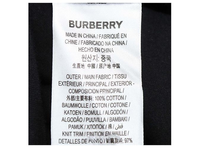 T-shirt in cotone nero Burberry con ricamo TB e girocollo - vista 6
