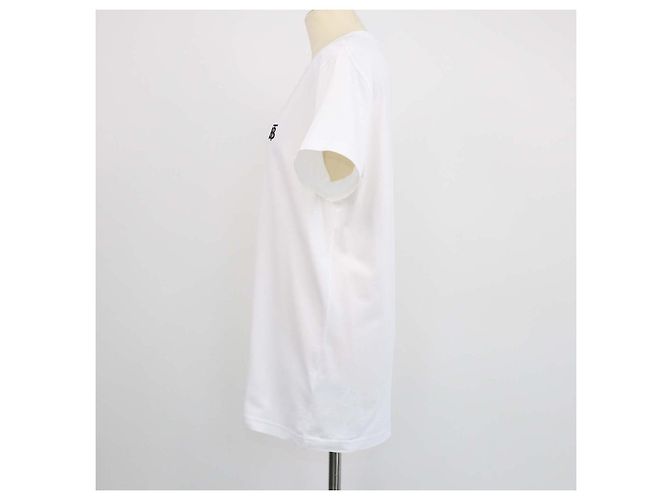 T-shirt girocollo in cotone bianco Burberry con ricamo TB - vista 2