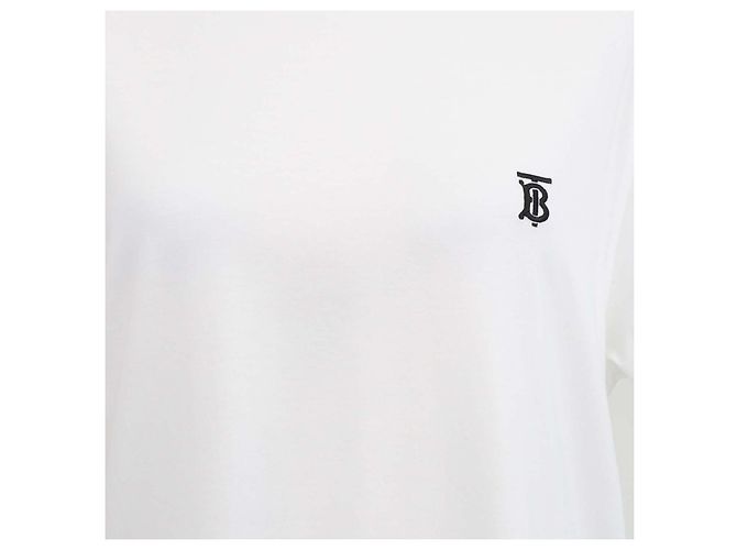 T-shirt girocollo in cotone bianco Burberry con ricamo TB - vista 4