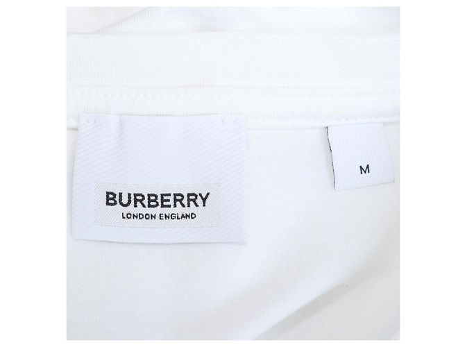 T-shirt girocollo in cotone bianco Burberry con ricamo TB - vista 5