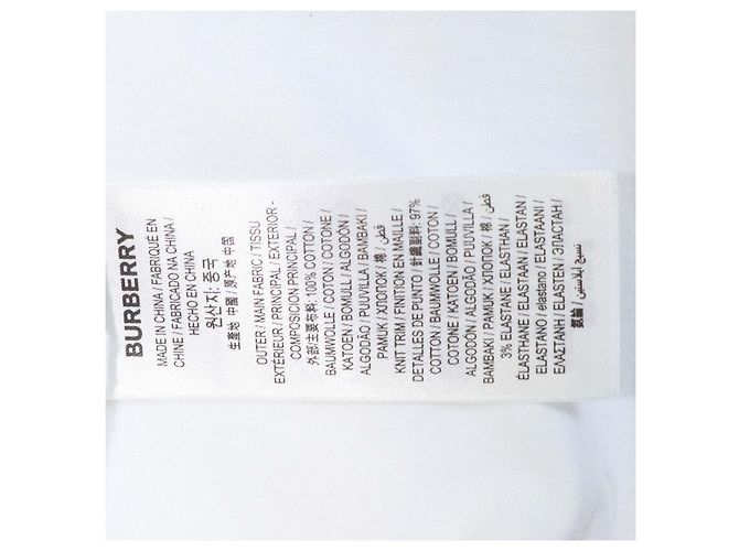 T-shirt girocollo in cotone bianco Burberry con ricamo TB - vista 6