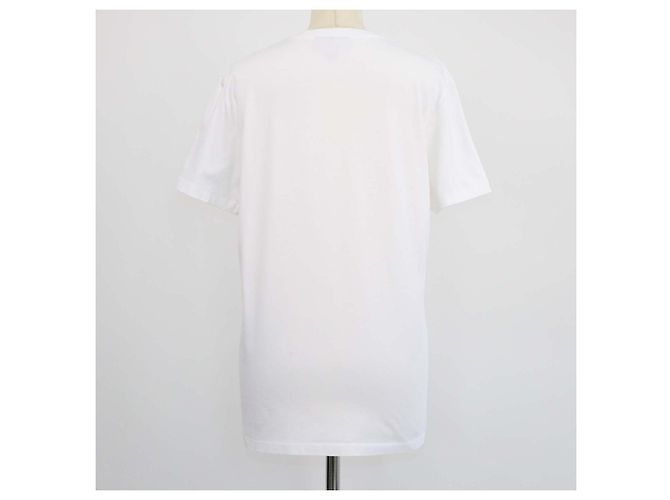 T-shirt Burberry in cotone bianco con logo ricamato e scollo a V - vista 3