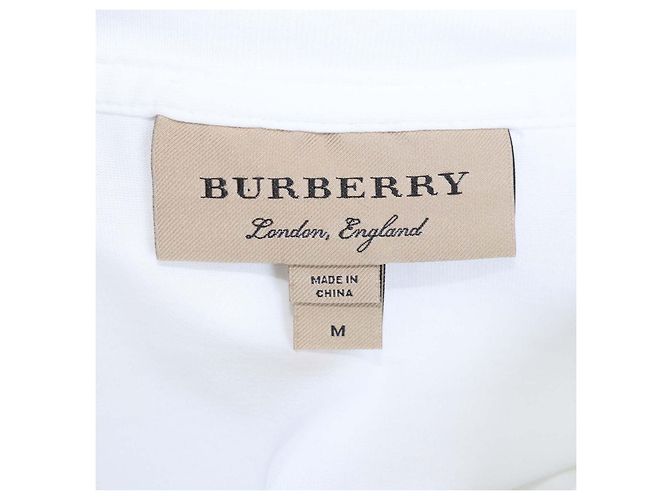 T-shirt Burberry in cotone bianco con logo ricamato e scollo a V - vista 5