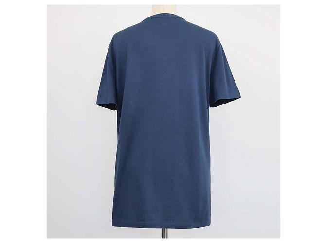 T-shirt Burberry blu navy in cotone con logo ricamato e scollo a V - vista 3